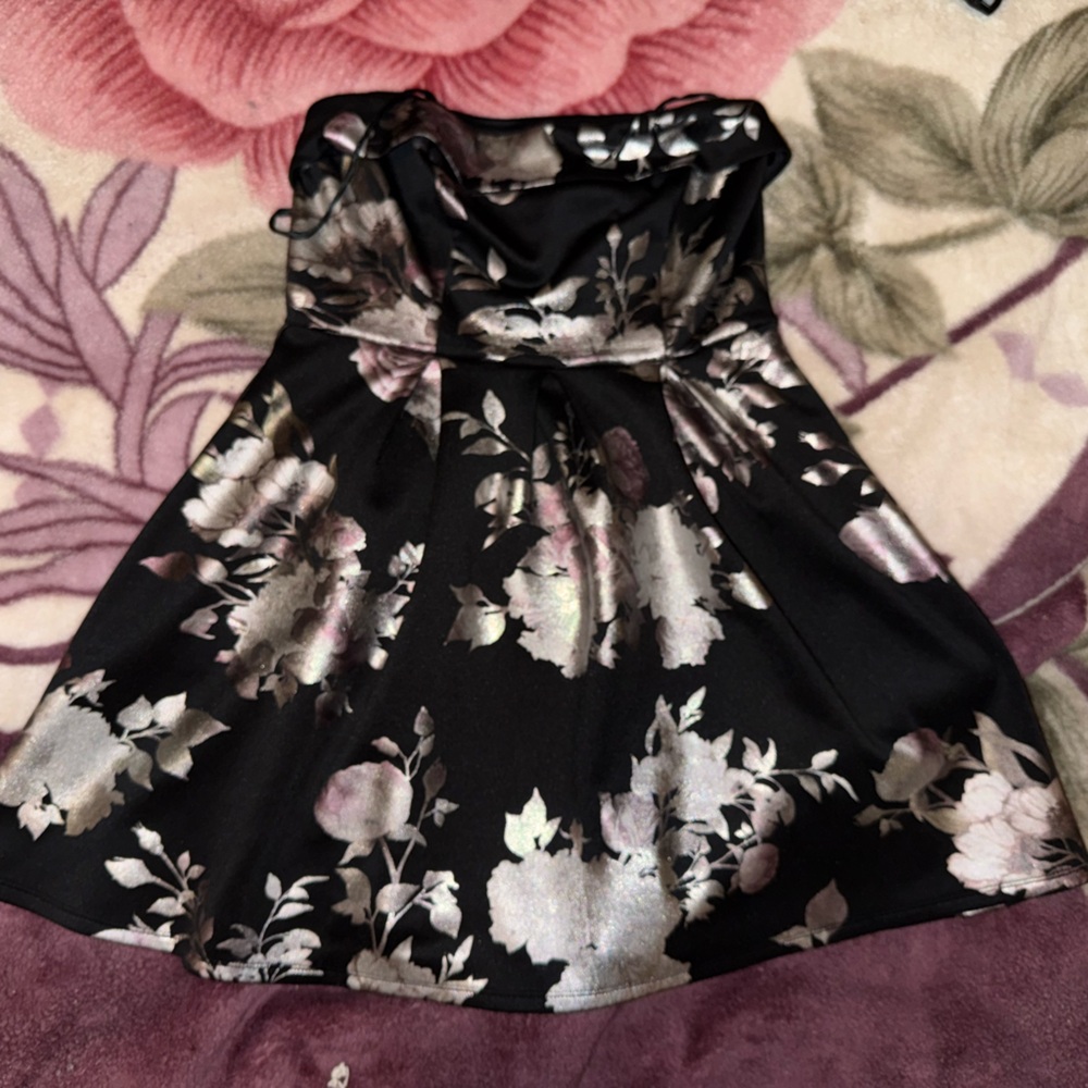 Floral Black and Silver Dress